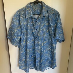 Blue Patterned Men's Button Down Shirt